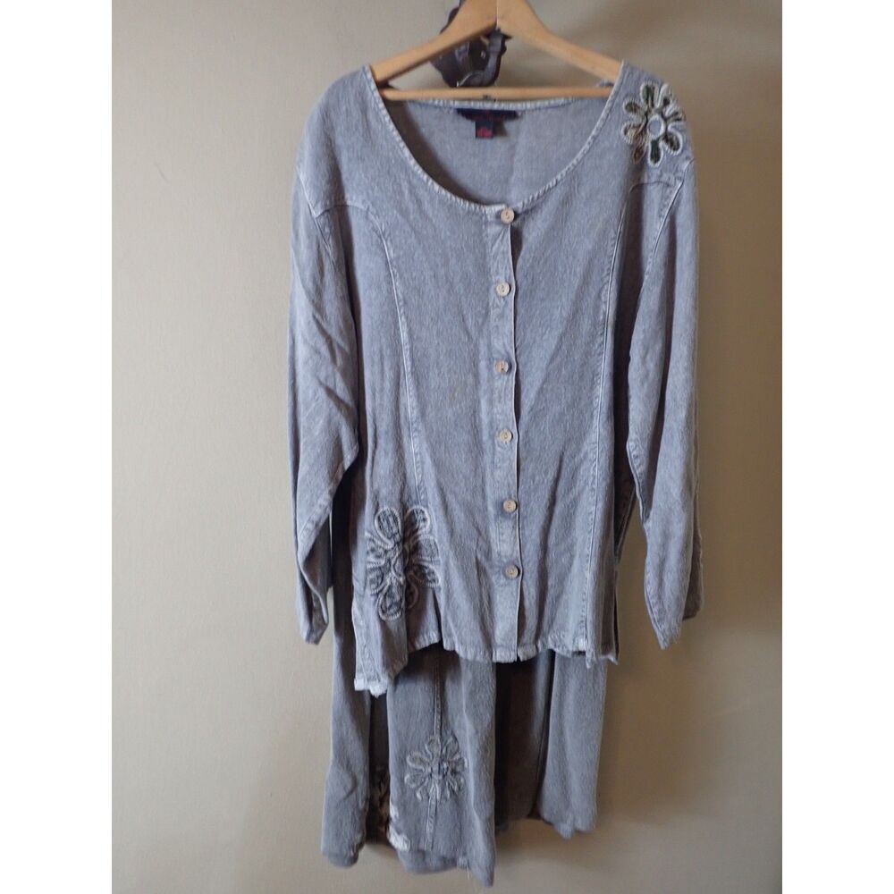 Sacred Threads 2 Piece Skirt Top M/L Gray Mix Med… - image 1